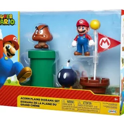 Discount 🥰 World of Nintendo Super Mario Classic Acorn Plains 2.5-Inch Diorama Gift Set [Bob-Omb, Mario & Goomba] 😍