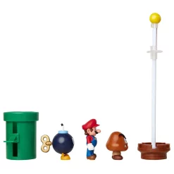 Discount 🥰 World of Nintendo Super Mario Classic Acorn Plains 2.5-Inch Diorama Gift Set [Bob-Omb, Mario & Goomba] 😍 -Super Mario Bros Shop 039897859873 inset2