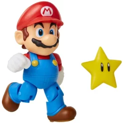 Deals 🎁 World of Nintendo Super Mario Wave 14 Mario Action Figure [with Super Star] 😉 -Super Mario Bros Shop 72604mario inset2