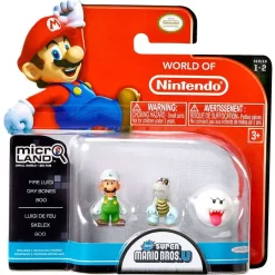 Best Sale ✨ World of Nintendo Super Mario Bros U Micro Land Series 2 Fire Luigi, Dry Bones, Boo 1-Inch Mini Figure 3-Pack 😍