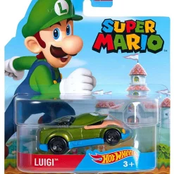 Discount 👍 Hot Wheels Super Mario Character Cars Luigi Diecast Car #2/6 ✨