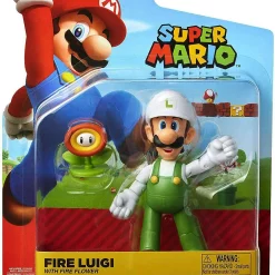 Brand new 🌟 World of Nintendo Super Mario Fire Luigi Action Figure [with Fire Flower] ⌛