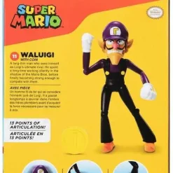 New 😍 World of Nintendo Super Mario Waluigi Action Figure [with Coin] 🎁 -Super Mario Bros Shop jakkswaluigi inset2