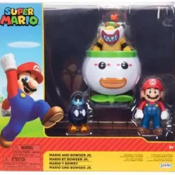 Flash Sale 🧨 World of Nintendo Mario & Bowser Jr. Exclusive Action Figure 4-Pack [with Bob-omb & Clown Car] 🎁