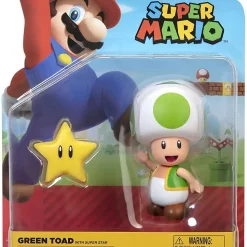 Cheapest 😍 World of Nintendo Super Mario Wave 23 Green Toad Action Figure [with Star] ❤️